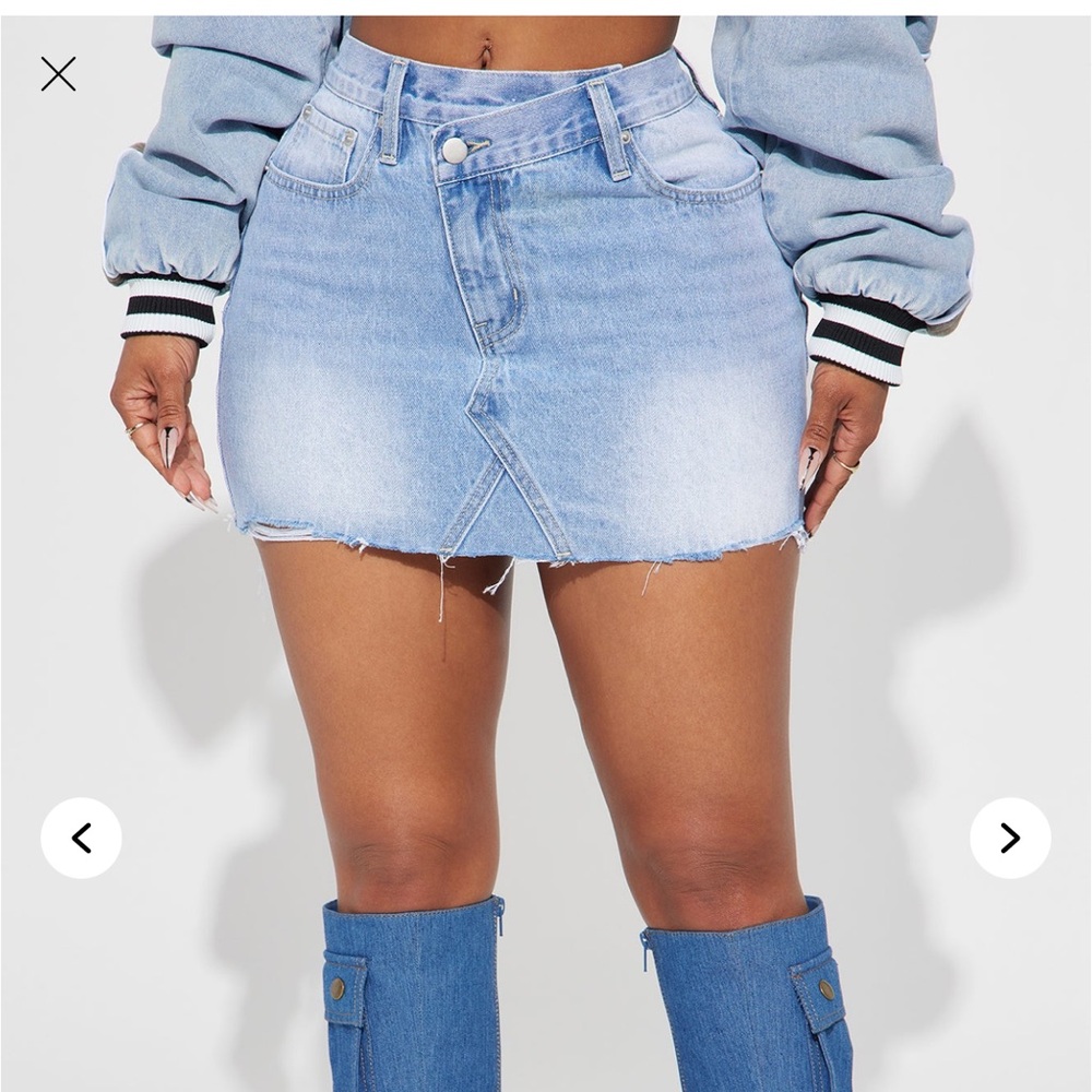 Fashion Nova Light Blue Denim Mini Skirt
